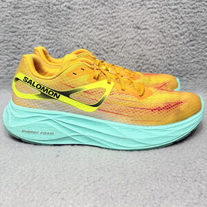 Salomon Aero Glide Mens Size 11 Running Shoes Sneakers Yellow Teal Mesh